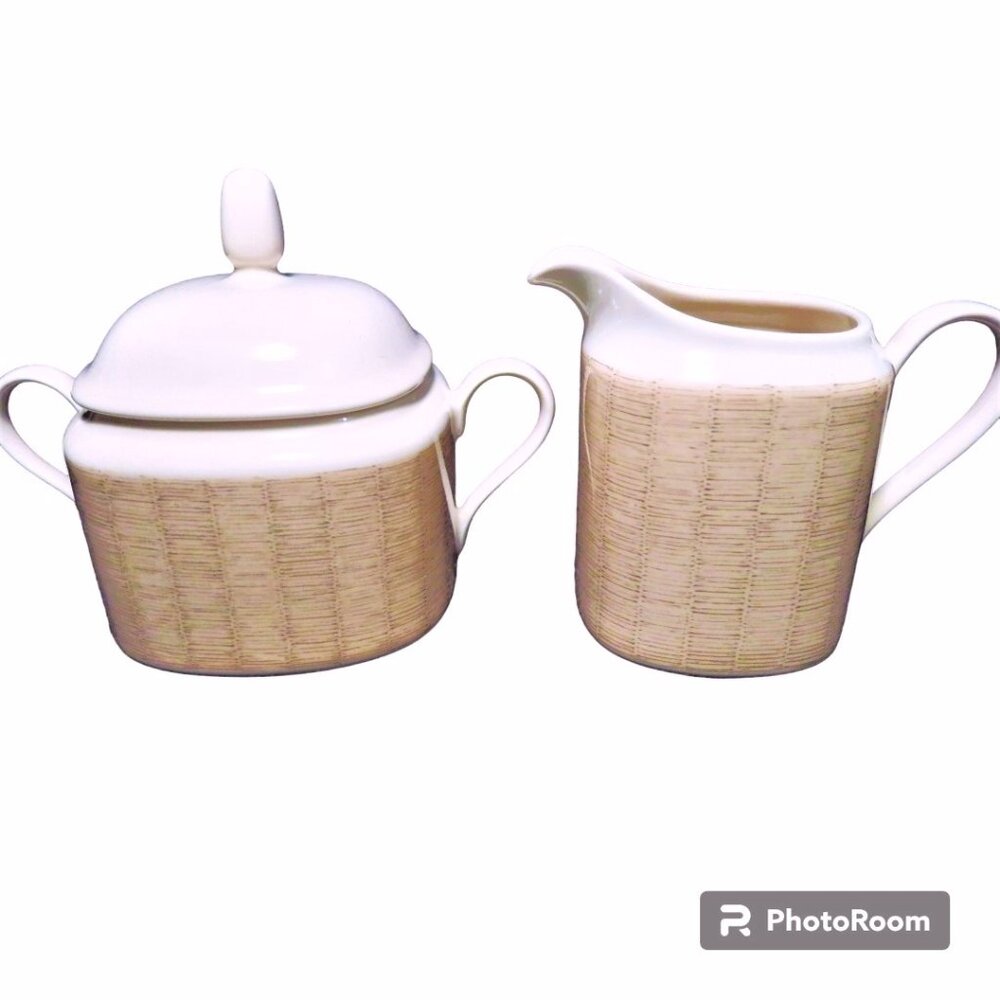 Mikasa Vintage Creamer and Sugar Bowl Set TATAMI PEACH Tempo Eighty Japan
